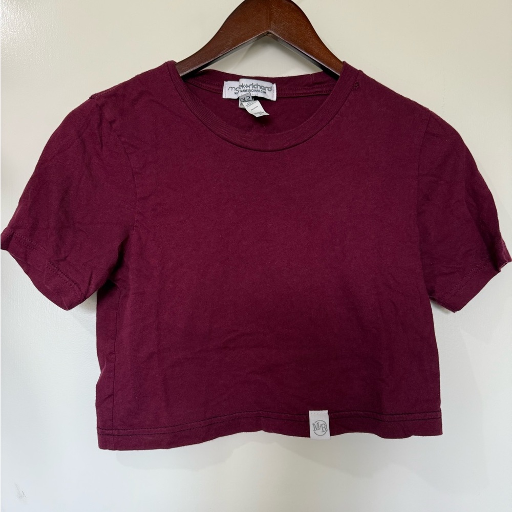 Red Fitted Crop T-Shirt with Short Sleeves